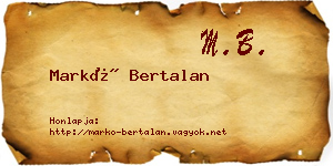 Markó Bertalan névjegykártya